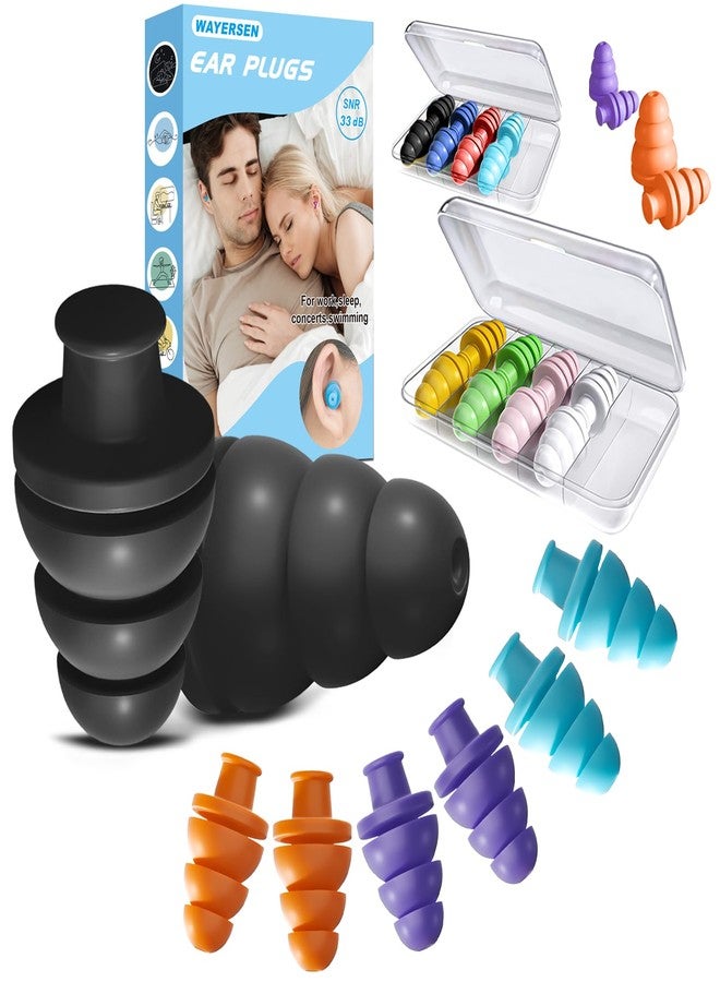 Wayersen Ear Plugs for Sleeping Noise Cancelling, 10 Pairs Reusable Earplugs for Sleeping, Concert, Snoring, Travel, Work, 10 Colors, 33dB SNR - Image 1